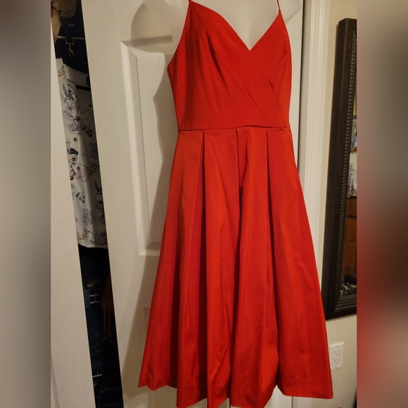 J Crew Red Cocktail Fit Flare Ruffle Dress 4 - Picture 10 of 10